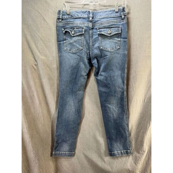 White House Black Market Blanc Pants Womens 4 Blue Denim Pocketed Zip 30x27 - Picture 5 of 10